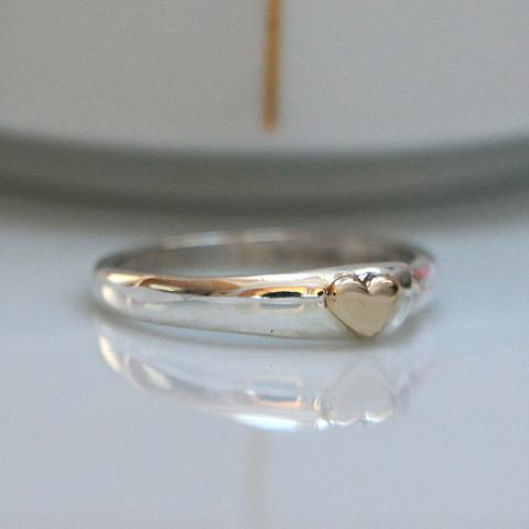 Simple Heart Ring, Sterling with 14K Heart