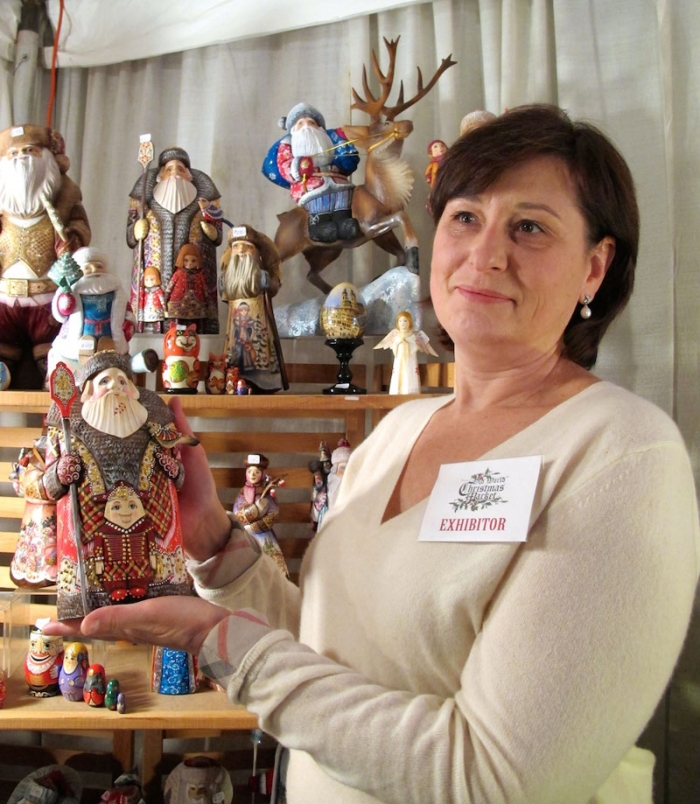 Tatiana Alkata shows off one of her holiday gifts at the Old World Christmas Market.
