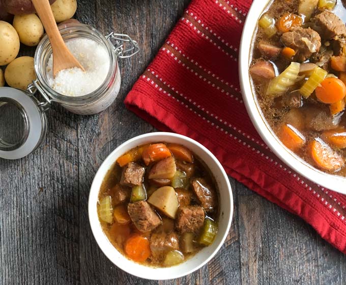 This easy pot roast soup is a breeze in the Instant Pot or slow cooker. The perfect light meal in a bowl!