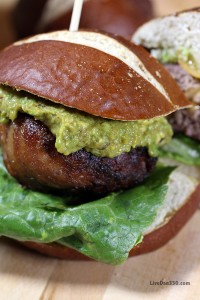 hamburger with guacamole
